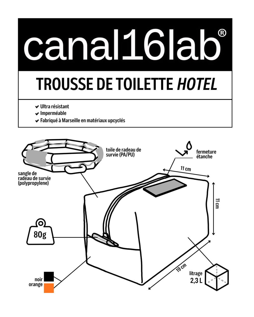 Trousse de toilette orange Hotel