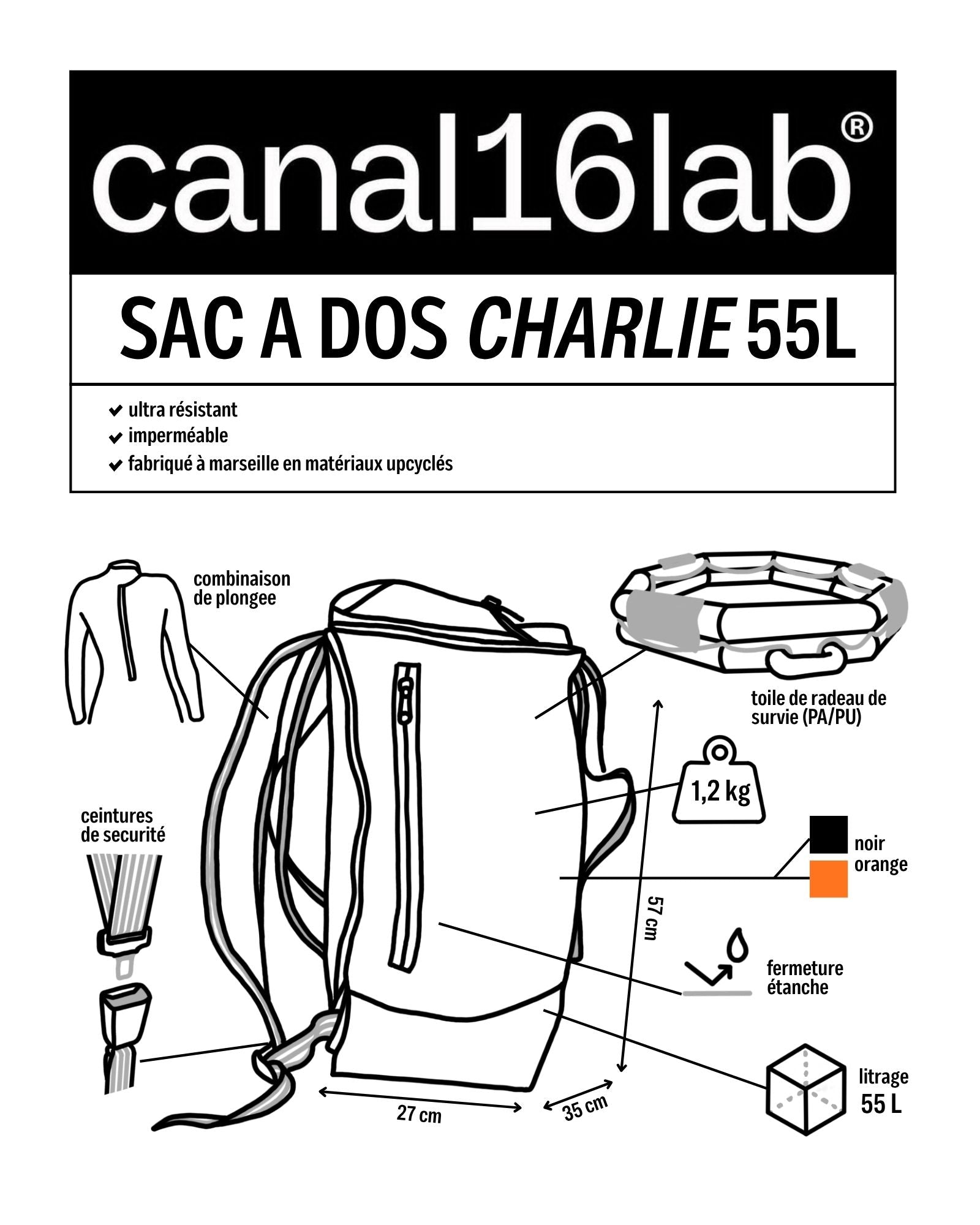 Sac à dos Charlie 55L orange